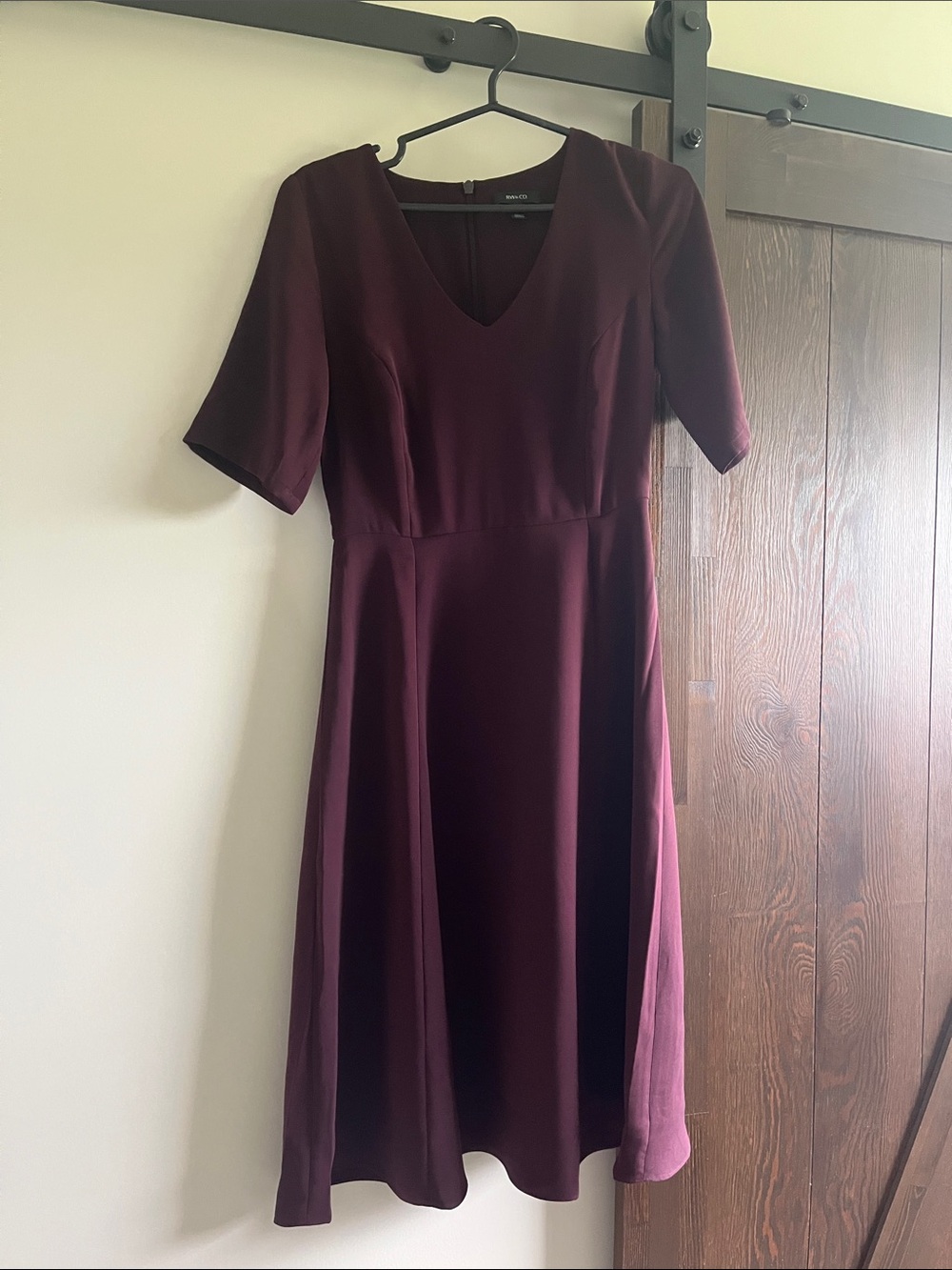 RW&CO V-Neck A-Line Dress in Deep Burgundy Size 0